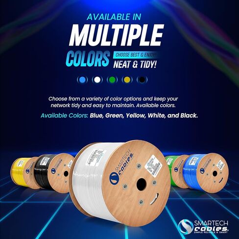 كبلات Smartech Cables Cat6a Riser 1000ft- الأكثر مصدقة بنسبة 100 ٪ من النحاس النحاس العاري الصلبة 6A Ethernet Cable -23 AWG ، 750 MHz ، POE ++ - زوج ملتوي غير محجوز (UTP) - 10 جيجابايت سرعة عالية للشبكات والألعاب in Saudi Arabia