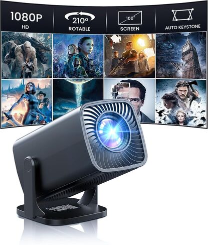Mini Projector, Full HD 1080P Support Portable Outdoor Movie Projector, Smart Projector Compatible with Smartphone/TV Stick/Laptop/USB/HDMI, Indoor & Outdoor Use in Saudi Arabia