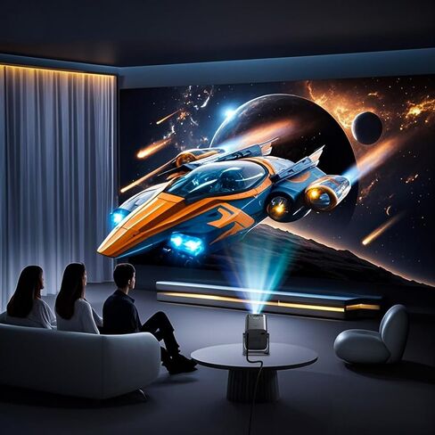 Mini Projector, Full HD 1080P Support Portable Outdoor Movie Projector, Smart Projector Compatible with Smartphone/TV Stick/Laptop/USB/HDMI, Indoor & Outdoor Use in Saudi Arabia
