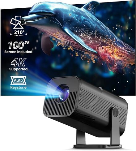جهاز عرض صغير مع WiFi و Bluetooth ، Portable Outdible Projector 4K ، و 200 ANSI Lumens ، وجهاز عرض ذكي مع Android11.0 ، و PromeCure المدمج في التطبيق للمسرح المنزلي ، والتخييم ، والألعاب in Kuwait