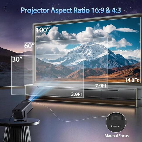 جهاز عرض صغير مع WiFi و Bluetooth ، Portable Outdible Projector 4K ، و 200 ANSI Lumens ، وجهاز عرض ذكي مع Android11.0 ، و PromeCure المدمج في التطبيق للمسرح المنزلي ، والتخييم ، والألعاب in Kuwait