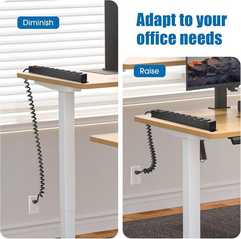 HHSOET 8 Outlet Metal Wall Mount Power Strip, Mountable Outlet with Switch, Heavy Duty Wide Spaced Surge Protector, 6 FT SJT 14AWG Black Spring Cord. in Saudi Arabia