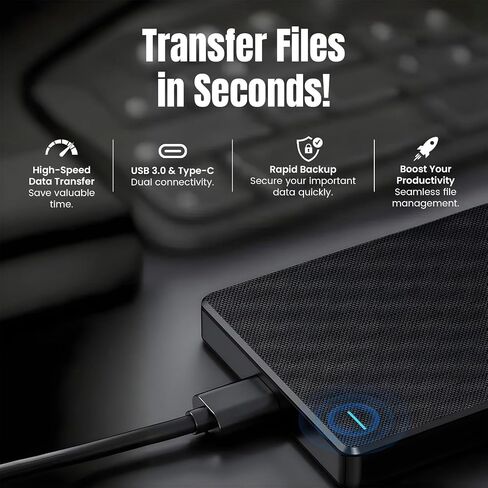 Gazelle Ultra Slim Portable Disk - 2 في 1 النوع C و USB 3.0-2 ، HDD الخارجي - للكمبيوتر الشخصي ، MAC ، الكمبيوتر المحمول ، PS4 ، Xbox One ، Xbox (أسود) (500 جيجابايت) in Saudi Arabia