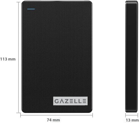 Gazelle Ultra Slim Portable Disk - 2 في 1 النوع C و USB 3.0-2 ، HDD الخارجي - للكمبيوتر الشخصي ، MAC ، الكمبيوتر المحمول ، PS4 ، Xbox One ، Xbox (أسود) (500 جيجابايت) in Saudi Arabia