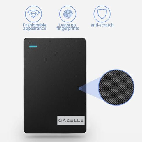 Gazelle Ultra Slim Portable Disk - 2 في 1 النوع C و USB 3.0-2 ، HDD الخارجي - للكمبيوتر الشخصي ، MAC ، الكمبيوتر المحمول ، PS4 ، Xbox One ، Xbox (أسود) (500 جيجابايت) in Saudi Arabia