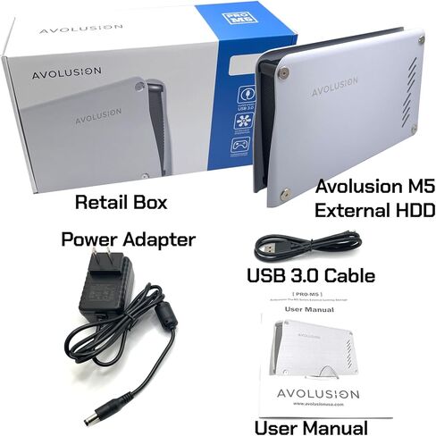 AvoLusion Pro-M5 Series 6TB USB 3.0 محرك الأقراص الصلبة للألعاب الخارجية (لوحدة التحكم في لعبة PS5) (أبيض ، حالة معدنية) (متجددة) in Saudi Arabia