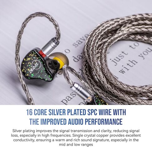 Linsoul Tripowin Zonie IEM Cable, 2m Long Earbud Cord, 16 Core Silver Plated Earphone Cable(2Pin) + LC02 in Ear Monitor Case in Saudi Arabia