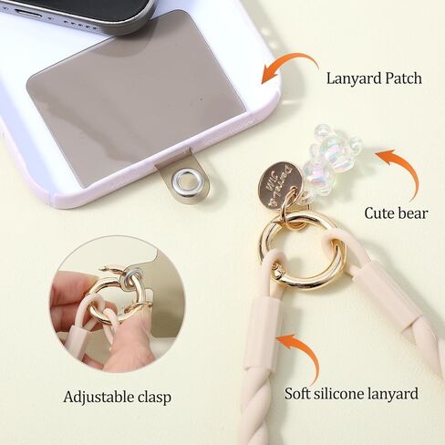 Cute Phone Strap Charm, Non Slip Matching Charm Braided Lanyard for Phone Case Supplies, Mini Bear Silicone Wrist in Saudi Arabia