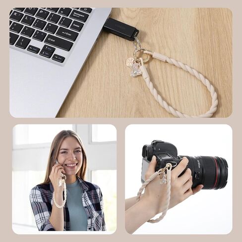 Cute Phone Strap Charm, Non Slip Matching Charm Braided Lanyard for Phone Case Supplies, Mini Bear Silicone Wrist in Saudi Arabia