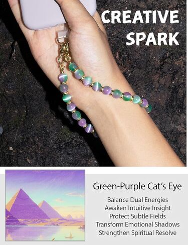 Healing Stone Phone Charm for Women, Beaded Phone Camera Wrist Strap, Handmade Cell phone Chain Lanyard with Tether Tab Keychain Decor for Wallet (Purple Peacock Agate) in Saudi Arabia