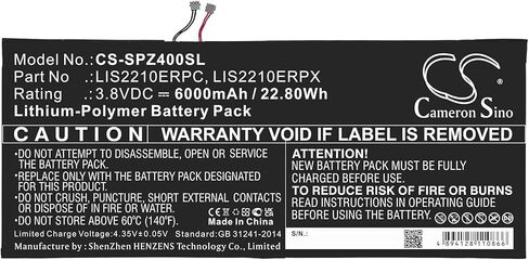 6000mAh / 22.80Wh Battery for Sony SGP771, Xperia Z4 Tablet SGP712 PN:Sony LIS2210ERPC, LIS2210ERPX in Saudi Arabia