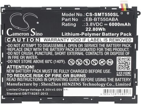 Cameron Sino Battery for Samsung Galaxy Tab A 9.7 ، SM-P550 ، SM-P555 ، SM-P555Y ، SM-T550 ، SM-T555 ، SM-T555C 6000MAH in Saudi Arabia