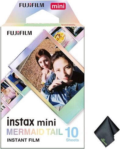 Fujifilm Instax Mini Mermaid Tail Film (10 تعرض) باقة مع قطعة قماش لتنظيف الألياف الدقيقة in Saudi Arabia