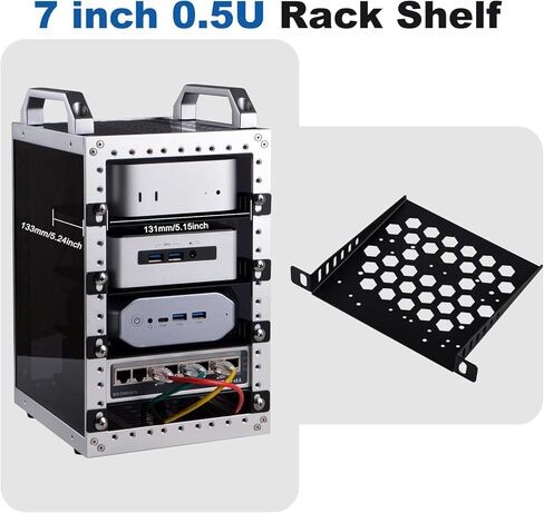 Geekpi Deskpi Rackmate TT Accessories 7 بوصة 0.5U رف رف رف ، 0.5U خادم رف رف رف تنفيس صينية ناتئ فقط لمكتبي رف in Saudi Arabia
