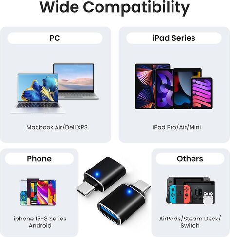 USB-C 3.1 إلى محول البرق (2 عبوة) ، ذكور البرق إلى USB C أنثى ، محول ميكروفون سماعة الرأس ، الشحن ، متوافق مع OTG-أبيض in Kuwait