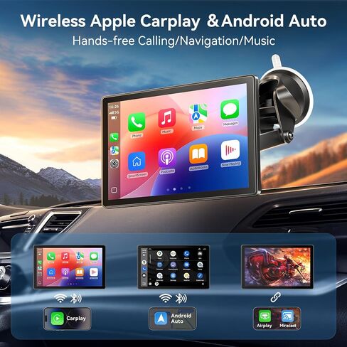 شاشة CarPlay اللاسلكية المحمولة للسيارة ، ودعم شاشة تعمل باللمس مقاس 9 بوصات ، كاميرا 4K Dash Cam & 1080p الكاميرا الاحتياطية ، Carplay ، Android Auto ، Link Link ، GPS Mavigation ، التحكم الصوتي (9 بوصة) in Kuwait