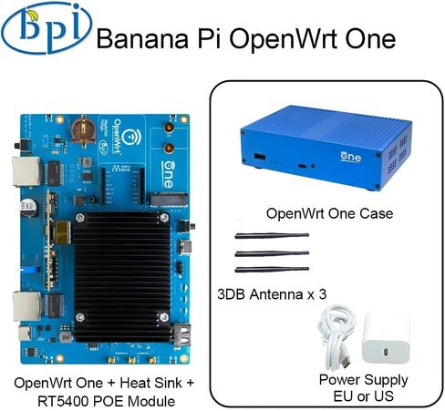 Banana Pi OpenWrt One MediaTek MT7981B 1GB DDR4 2.5GbE RJ45 and Gigabit Ethernet RJ45 256 MIB SPI NAND Open Source Smart Router in Saudi Arabia
