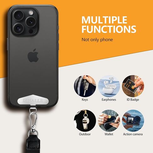 Adjustable Crossbody Phone Lanyard 2 Pack & Retractable ID Badge Card Holder,Universal Cell Phone Multifuctional Patch Lanyards Compatible with Most Smartphones（Black/Black） in Kuwait