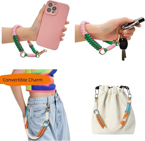 Braided Phone Wrist Strap with Tether Tab for Women,Cord Handwoven Wrist Lanyard for Camera Keys Travel Essentials in Kuwait