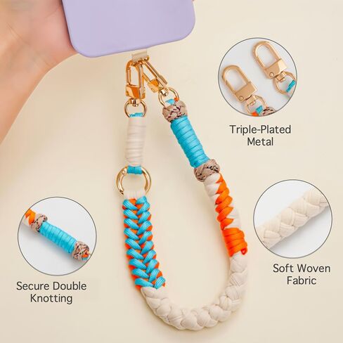 Braided Phone Wrist Strap with Tether Tab for Women,Cord Handwoven Wrist Lanyard for Camera Keys Travel Essentials in Kuwait