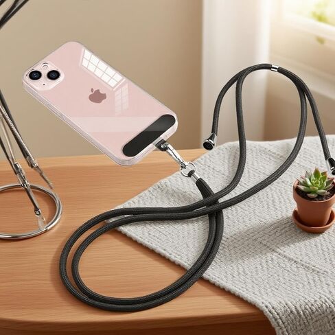 2 حزمة قابلة للتعديل من الهواتف المحمولة مع أحزمة الرقبة وتصحيحات الهاتف لحالات iPhone وشارات الهوية والمفاتيح وملحقات الهاتف ، الأسود in Saudi Arabia