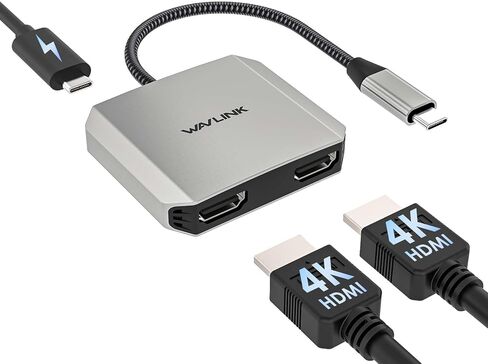 USB C إلى محول HDMI المزدوج ، محول الشاشة المزدوجة Wavlink مع HDMI المزدوج ، 87W PD لنظام التشغيل Mac و Windows و Dell XPS و HP و Lenovo و Thunderbolt 3/4 محمول in Saudi Arabia