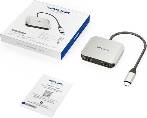 USB C إلى محول HDMI المزدوج ، محول الشاشة المزدوجة Wavlink مع HDMI المزدوج ، 87W PD لنظام التشغيل Mac و Windows و Dell XPS و HP و Lenovo و Thunderbolt 3/4 محمول in Saudi Arabia