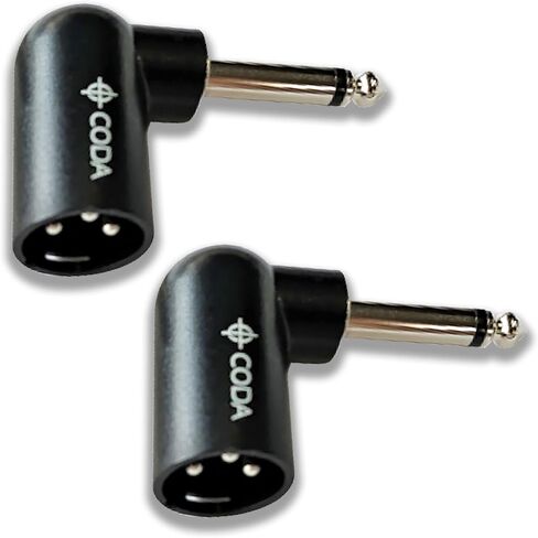 Coda Right Angle Adapter Male to TS 1/4" - Adjustable XLR 90 Degree Adapter, Male Low Profile XLR, Plug and Play Setup for Musicians & Audio Engineers, Crystal Clear Audio Quality in Saudi Arabia