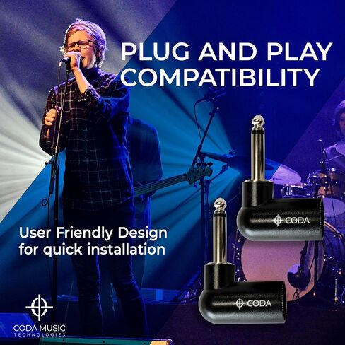 Coda Right Angle Adapter Male to TS 1/4" - Adjustable XLR 90 Degree Adapter, Male Low Profile XLR, Plug and Play Setup for Musicians & Audio Engineers, Crystal Clear Audio Quality in Saudi Arabia