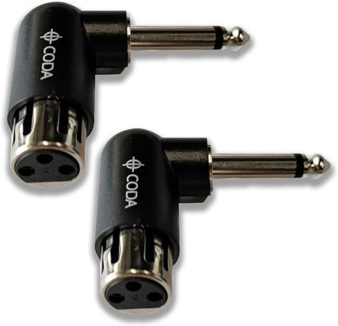 Coda Right Angle Adapter Male to TS 1/4" - Adjustable XLR 90 Degree Adapter, Male Low Profile XLR, Plug and Play Setup for Musicians & Audio Engineers, Crystal Clear Audio Quality in Saudi Arabia