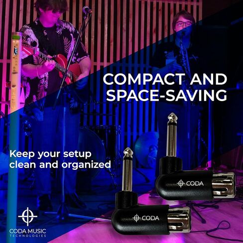 Coda Right Angle Adapter Male to TS 1/4" - Adjustable XLR 90 Degree Adapter, Male Low Profile XLR, Plug and Play Setup for Musicians & Audio Engineers, Crystal Clear Audio Quality in Saudi Arabia