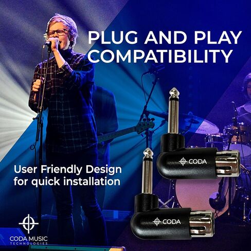 Coda Right Angle Adapter Male to TS 1/4" - Adjustable XLR 90 Degree Adapter, Male Low Profile XLR, Plug and Play Setup for Musicians & Audio Engineers, Crystal Clear Audio Quality in Saudi Arabia