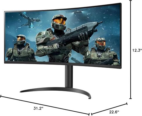 LG 34WP60C-B 34" 21:9 Curved UltraWide QHD (3440 x 1440) HDR 10 160Hz 1ms Gaming Monitor with Tilt Adjustable Stand, AMD FreeSync Premium, Display Port and HDMI, Black, WEPGPY in Saudi Arabia