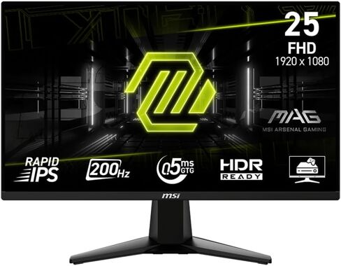 MSI MAG 255F E20 25 بوصة 1920 × 1080 (FHD) شاشة الألعاب ، 200 هرتز ، المزامنة التكيفية ، HDMI ، DisplayPort ، Vesa Mountable ، الميل ، قابلة للتعديل ، مكبر الصوت ، 0.5 مللي ثانية ، أسود in Kuwait