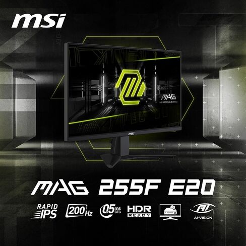 MSI MAG 255F E20 25 بوصة 1920 × 1080 (FHD) شاشة الألعاب ، 200 هرتز ، المزامنة التكيفية ، HDMI ، DisplayPort ، Vesa Mountable ، الميل ، قابلة للتعديل ، مكبر الصوت ، 0.5 مللي ثانية ، أسود in Kuwait