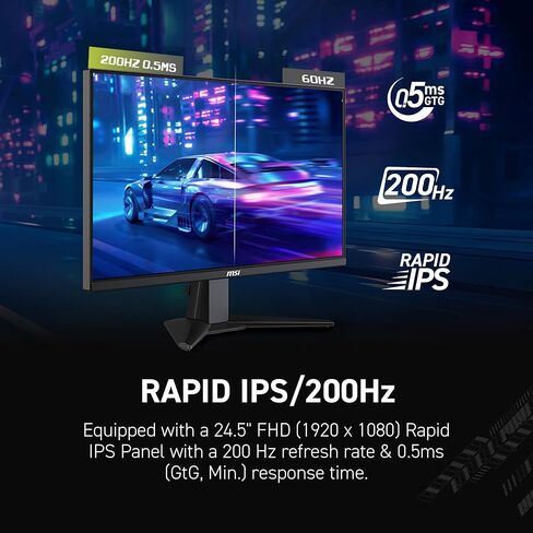 MSI MAG 255F E20 25 بوصة 1920 × 1080 (FHD) شاشة الألعاب ، 200 هرتز ، المزامنة التكيفية ، HDMI ، DisplayPort ، Vesa Mountable ، الميل ، قابلة للتعديل ، مكبر الصوت ، 0.5 مللي ثانية ، أسود in Kuwait
