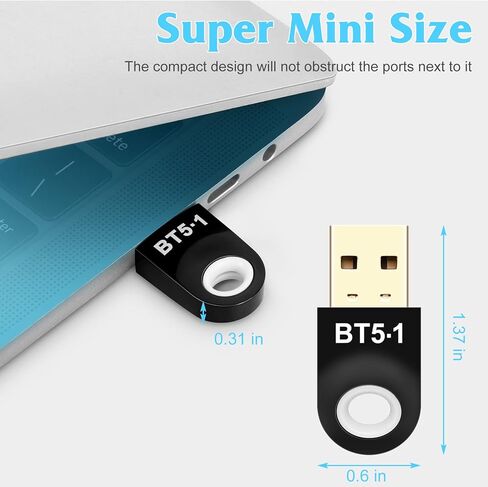 Bluetooth Adapter for PC, UrbanX USB Bluetooth Adapter 5.1 EDR, Bluetooth Dongle Wireless Bluetooth Receiver for HP Spectre Support Windows 10/8.1/8/7 in Saudi Arabia