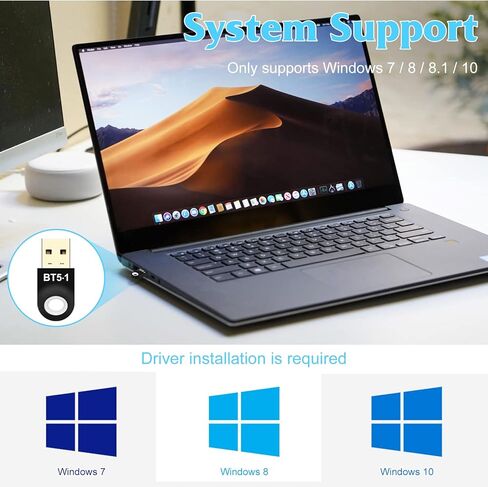 Bluetooth Adapter for PC, UrbanX USB Bluetooth Adapter 5.1 EDR, Bluetooth Dongle Wireless Bluetooth Receiver for HP Spectre Support Windows 10/8.1/8/7 in Saudi Arabia