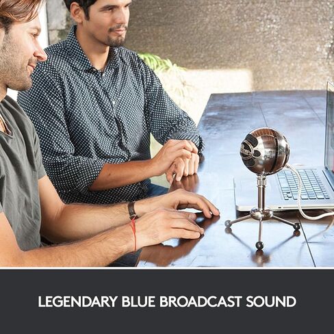 Logitech للمبدعين Microphone Blue Snowball USB للكمبيوتر الشخصي ، MAC ، الألعاب ، البث ، البودكاست ، ميكروفون المكثف مع أنماط بيك آب القلب والتجميع - المصنوع من الألومنيوم (متجدد) in Saudi Arabia