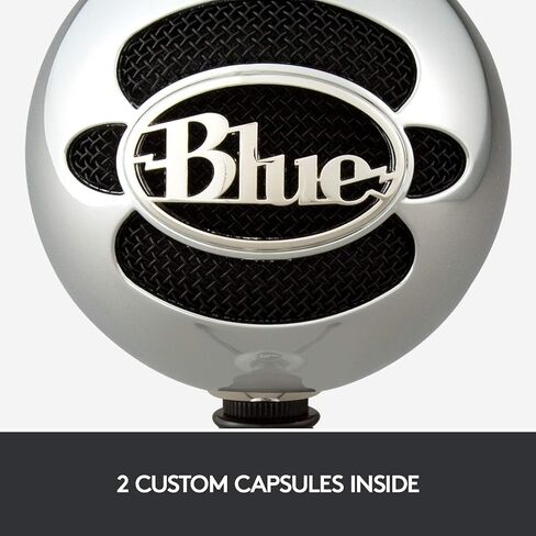 Logitech للمبدعين Microphone Blue Snowball USB للكمبيوتر الشخصي ، MAC ، الألعاب ، البث ، البودكاست ، ميكروفون المكثف مع أنماط بيك آب القلب والتجميع - المصنوع من الألومنيوم (متجدد) in Saudi Arabia