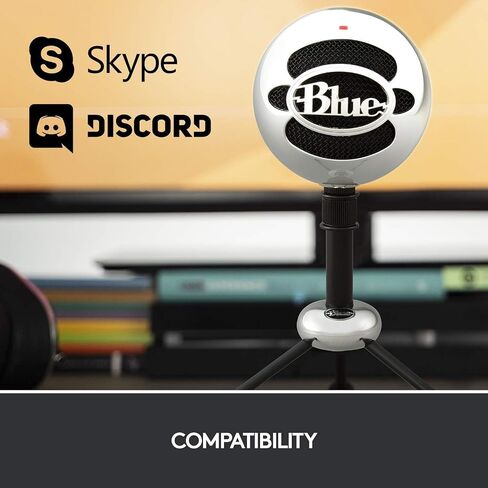 Logitech للمبدعين Microphone Blue Snowball USB للكمبيوتر الشخصي ، MAC ، الألعاب ، البث ، البودكاست ، ميكروفون المكثف مع أنماط بيك آب القلب والتجميع - المصنوع من الألومنيوم (متجدد) in Saudi Arabia