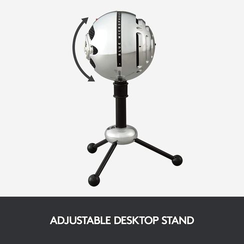 Logitech للمبدعين Microphone Blue Snowball USB للكمبيوتر الشخصي ، MAC ، الألعاب ، البث ، البودكاست ، ميكروفون المكثف مع أنماط بيك آب القلب والتجميع - المصنوع من الألومنيوم (متجدد) in Saudi Arabia