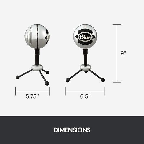 Logitech للمبدعين Microphone Blue Snowball USB للكمبيوتر الشخصي ، MAC ، الألعاب ، البث ، البودكاست ، ميكروفون المكثف مع أنماط بيك آب القلب والتجميع - المصنوع من الألومنيوم (متجدد) in Saudi Arabia