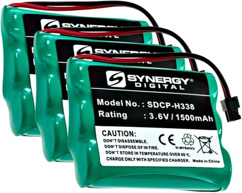 Synergy Digital Cordless Phone Batteries, Compatible with GP GP60AAK3BMS Cordless Phone, (Ni-MH, 3.6V, 1500 mAh), Combo-Pack Includes: 3 x SDCP-H338 Batteries in Saudi Arabia