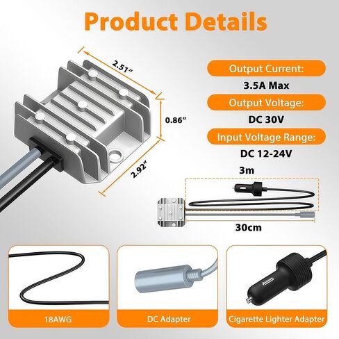 starlink mini cable car adapter ، mini car charger ، 3M Inport DC STEP UP APPRETRE ، CABLE 12V power with scarte scarte scip ، 12-24V to 30V 3.5a stown for truck ， car ， Car ， Car ， Car ， Car ， in Kuwait
