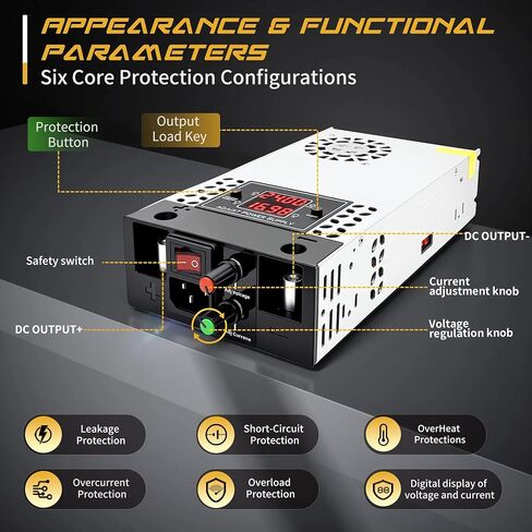 New Version AC to DC Converter 0-30V 500W Digital Display Power Supply,SMPS 120V to 0-30V 0-16.6A Adjustable Voltage Current Converter Switching DC Transformer Driver Adapter(DC0-30V/0-16.6A/500W) in Kuwait