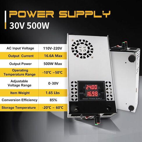 New Version AC to DC Converter 0-30V 500W Digital Display Power Supply,SMPS 120V to 0-30V 0-16.6A Adjustable Voltage Current Converter Switching DC Transformer Driver Adapter(DC0-30V/0-16.6A/500W) in Kuwait
