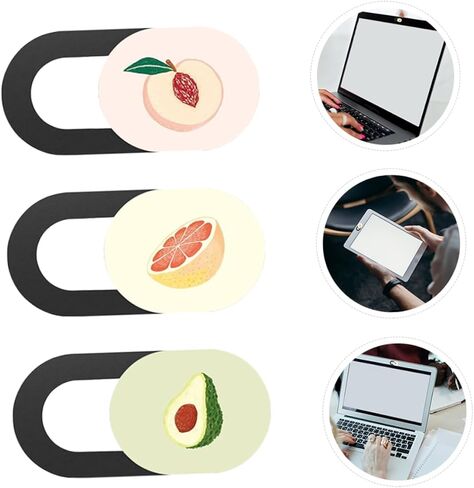 غلاف خصوصية كاميرا الويب ، حماة شريحة شريحة رفيعة فائقة 3pcs كاميرا كمبيوتر محمول شريحة لسطح المكتب المحمول والكمبيوتر اللوحي تصميم الفاكهة in Saudi Arabia