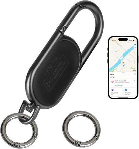 GPS Tracker Keychain - Apple Find My Compatible, Sound Alert & Global Tracking for Forgetfulness Prevention, Black in Saudi Arabia