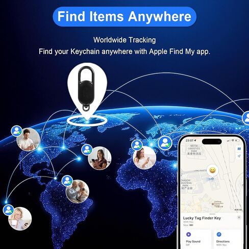 GPS Tracker Keychain - Apple Find My Compatible, Sound Alert & Global Tracking for Forgetfulness Prevention, Black in Saudi Arabia